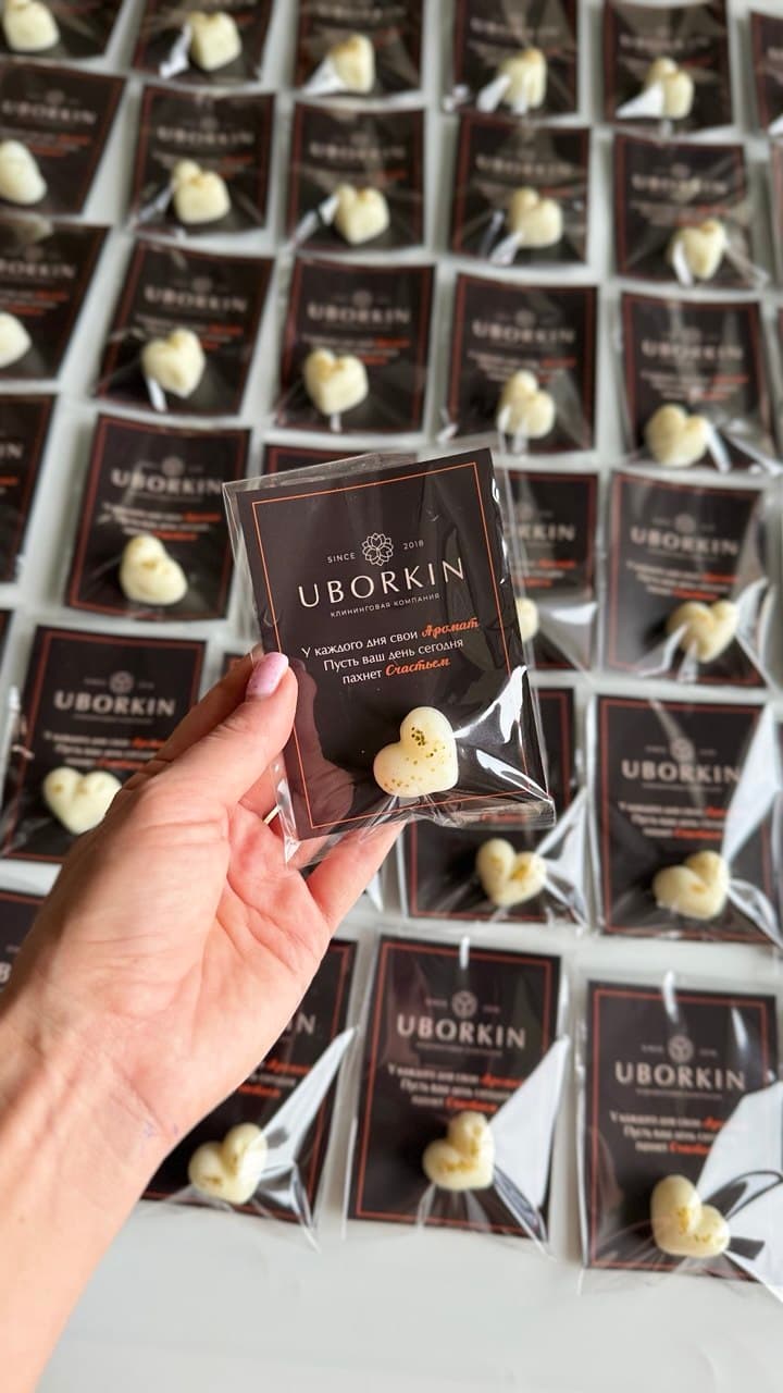 Брендированные мини-аромасаше UBORKIN с карточкой и пожеланием